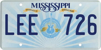 MS license plate LEE726