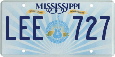 MS license plate LEE727