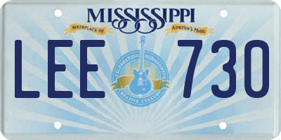 MS license plate LEE730
