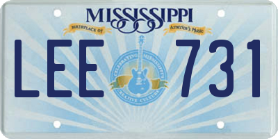 MS license plate LEE731