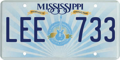 MS license plate LEE733