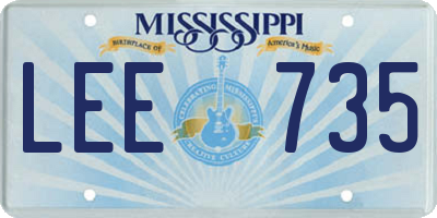 MS license plate LEE735