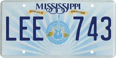 MS license plate LEE743
