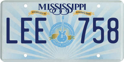 MS license plate LEE758