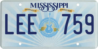 MS license plate LEE759