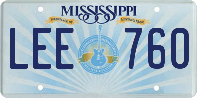 MS license plate LEE760
