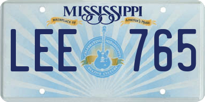 MS license plate LEE765