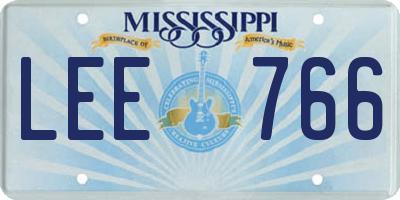 MS license plate LEE766
