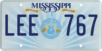 MS license plate LEE767