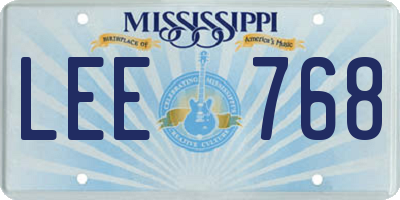 MS license plate LEE768
