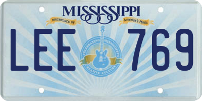 MS license plate LEE769