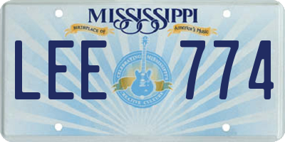 MS license plate LEE774