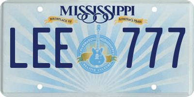 MS license plate LEE777