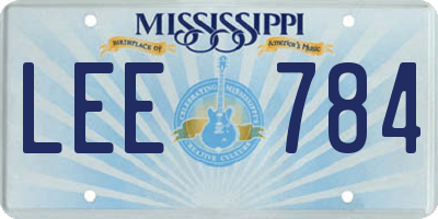MS license plate LEE784