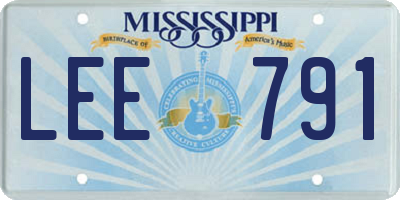 MS license plate LEE791