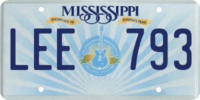MS license plate LEE793
