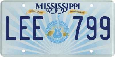 MS license plate LEE799