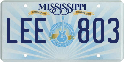 MS license plate LEE803
