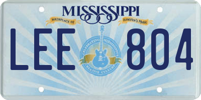 MS license plate LEE804