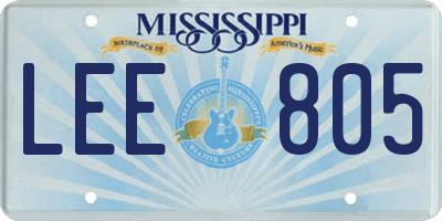 MS license plate LEE805