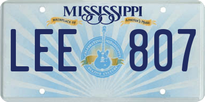 MS license plate LEE807