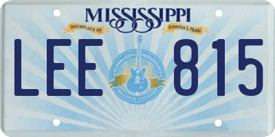 MS license plate LEE815