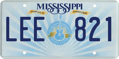 MS license plate LEE821