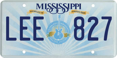 MS license plate LEE827