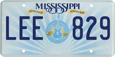 MS license plate LEE829