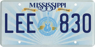 MS license plate LEE830