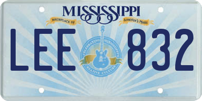 MS license plate LEE832