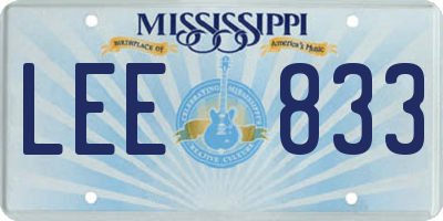 MS license plate LEE833