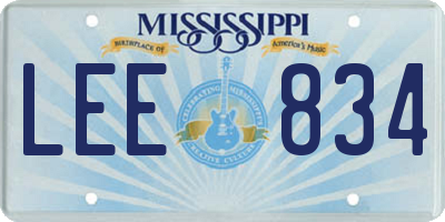 MS license plate LEE834