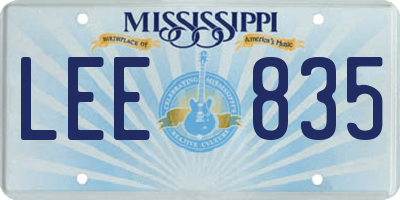 MS license plate LEE835