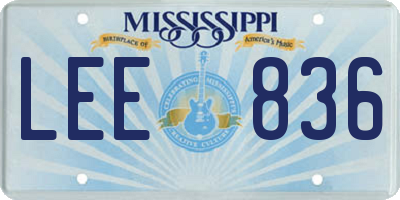 MS license plate LEE836