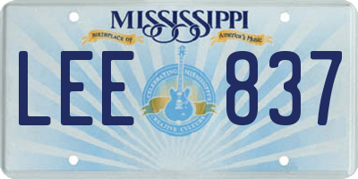 MS license plate LEE837