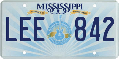 MS license plate LEE842