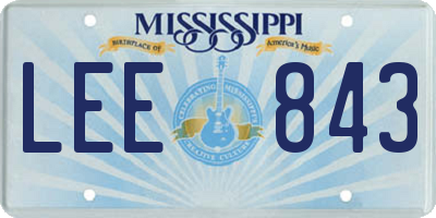 MS license plate LEE843