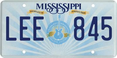 MS license plate LEE845