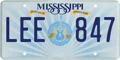 MS license plate LEE847