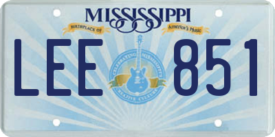 MS license plate LEE851