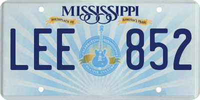 MS license plate LEE852