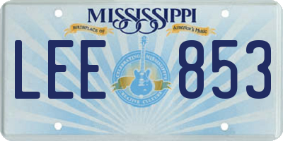 MS license plate LEE853
