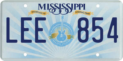 MS license plate LEE854
