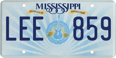 MS license plate LEE859