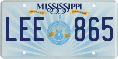 MS license plate LEE865