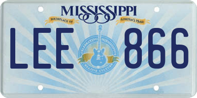 MS license plate LEE866