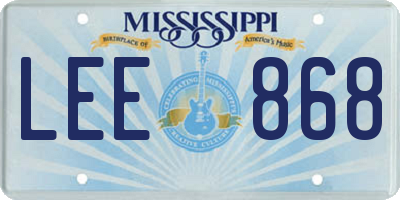 MS license plate LEE868