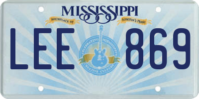 MS license plate LEE869