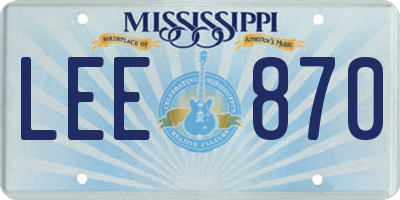 MS license plate LEE870